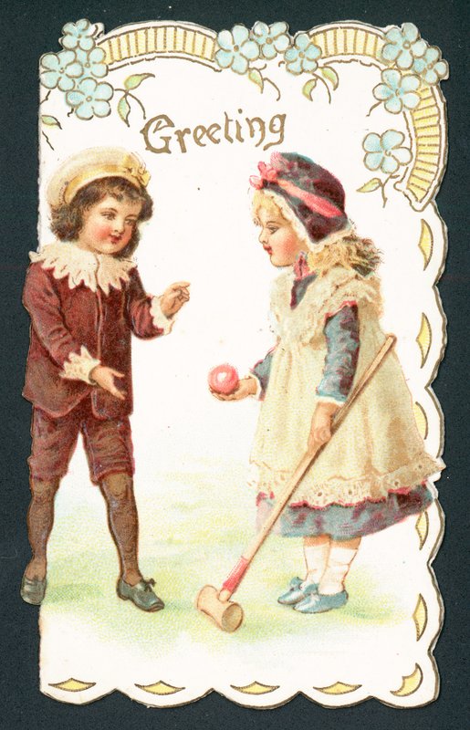Gra w krokieta, kartka świąteczna autorstwa English School