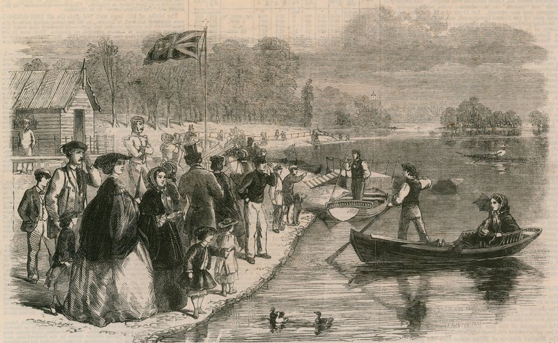 Łodzie wycieczkowe na wodzie w Regents Park autorstwa English School