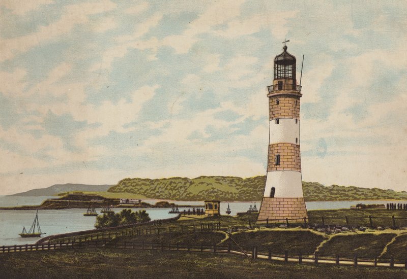 Plymouth: Smeaton Lighthouse on the Hoe (kolor lito) autorstwa English School