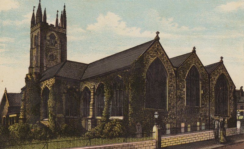 Plymouth: St Andrews Church (kolor lito) autorstwa English School