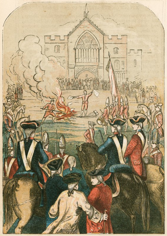 Dokumenty polityczne, zwane „Zapytaniami Konstytucyjnymi”, spalone przez pospolitego kata, 1751 autorstwa English School