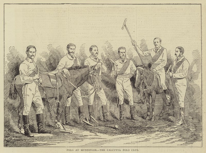 Polo w Munnipoor, The Calcutta Polo Club (grawerowanie) autorstwa English School