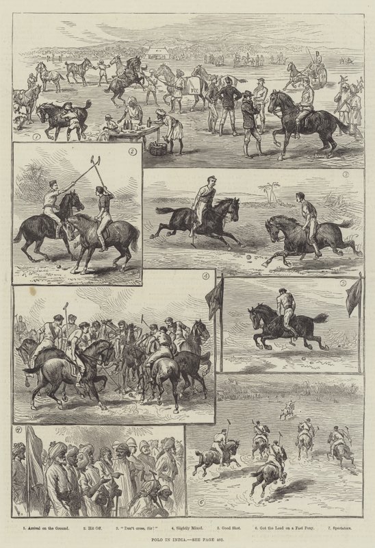 Polo w Indiach (grawerowanie) autorstwa English School