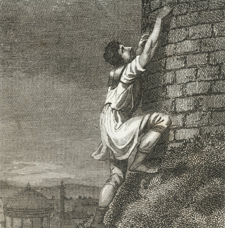 Pontius Comminius wspinający się do Cytadeli (rycina) autorstwa English School