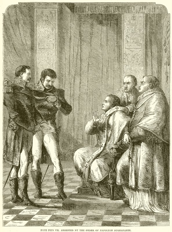 Papież Pius VII. aresztowany z rozkazu Napoleona Buonaparte autorstwa English School