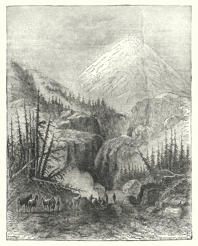 Popocatepetl, góra dymiąca (rycina) autorstwa English School