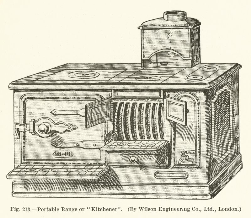 Portable Range lub Kitchener firmy Wilson Engineering Company; Londyn autorstwa English School