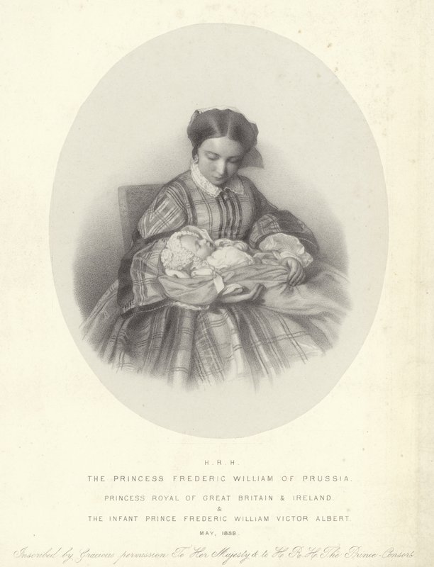 Portret Wiktorii Księżnej Królewskiej z synem Fryderykiem Williamem Victorem Albertem autorstwa English School