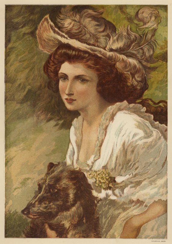 Portret młodej kobiety z psem (kolor lito) autorstwa English School