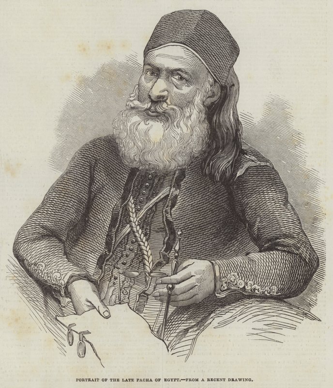Portret zmarłego Pachy z Egiptu (rycina) autorstwa English School
