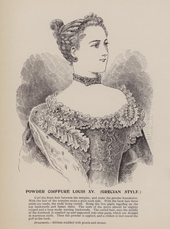Powder Coiffure Louis XV, styl grecki (rycina) autorstwa English School