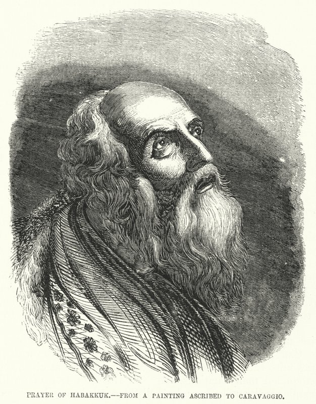 Modlitwa Habakuka, z obrazu przypisywanego Caravaggio (rycina) autorstwa English School