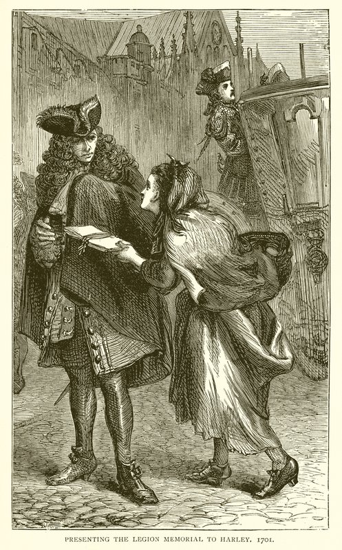 Wręczenie pomnika Legionu Harleyowi, 1701 autorstwa English School