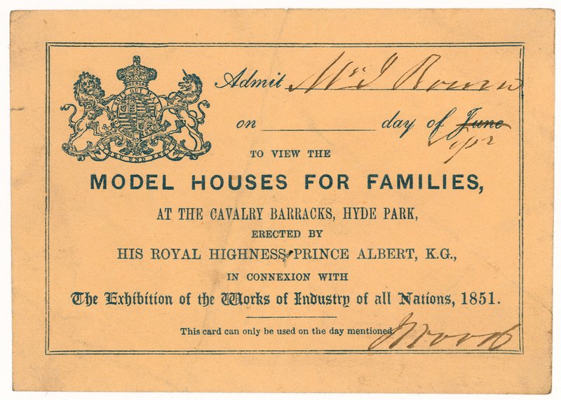 Prince Alberts Model Lodge, Wielka Wystawa, 1851, Bilet wstępu autorstwa English School