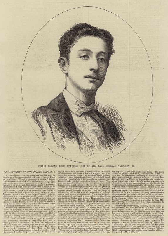 Książę Eugeniusz Ludwik Napoleon, syn zmarłego cesarza Napoleona III (rycina) autorstwa English School