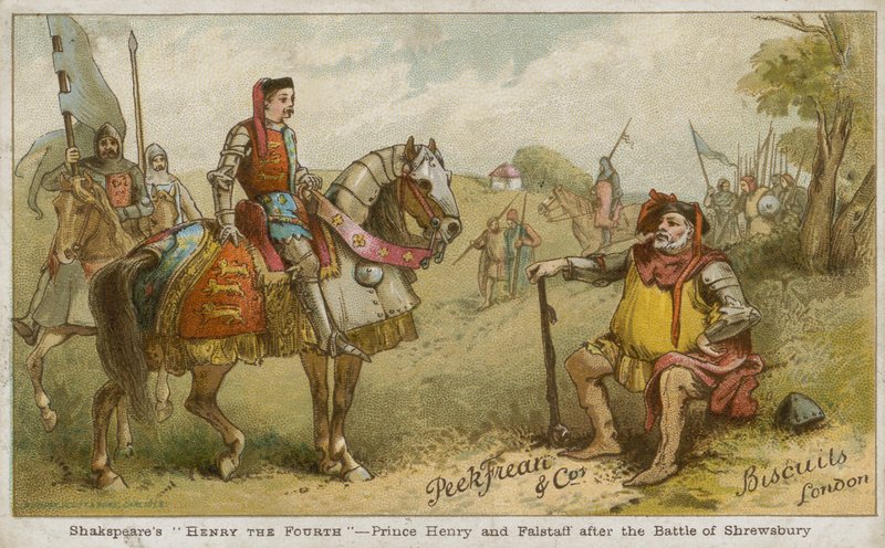 Książę Henryk i Falstaff po bitwie pod Shrewsbury autorstwa English School
