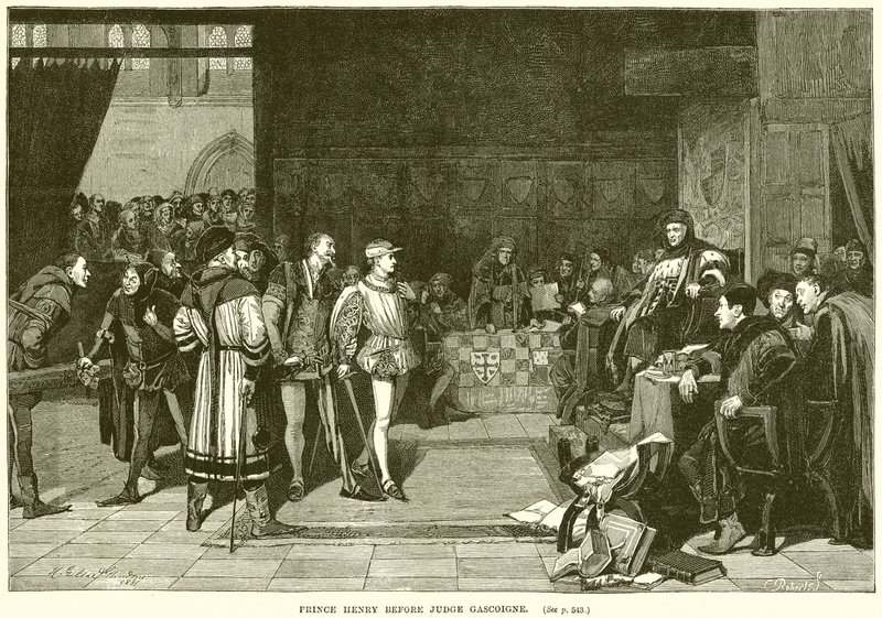 Książę Henryk przed sędzią Gascoigne autorstwa English School