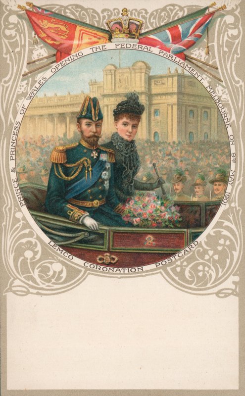 Książę i księżna Walii, otwarcie parlamentu federalnego, Melbourne, 9 maja 1901 r autorstwa English School
