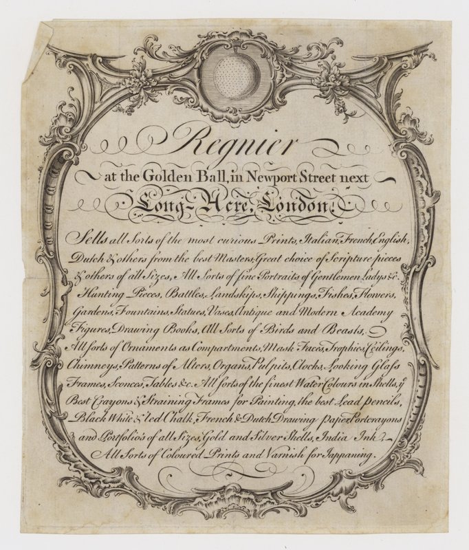 Printseller, Regnier, karta handlowa autorstwa English School