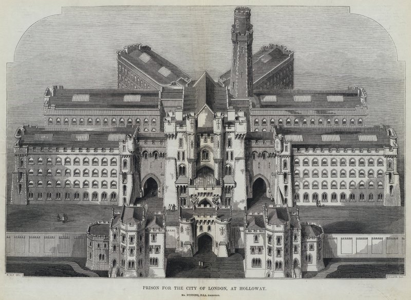 Więzienie dla City of London, w Holloway (grawerowanie) autorstwa English School