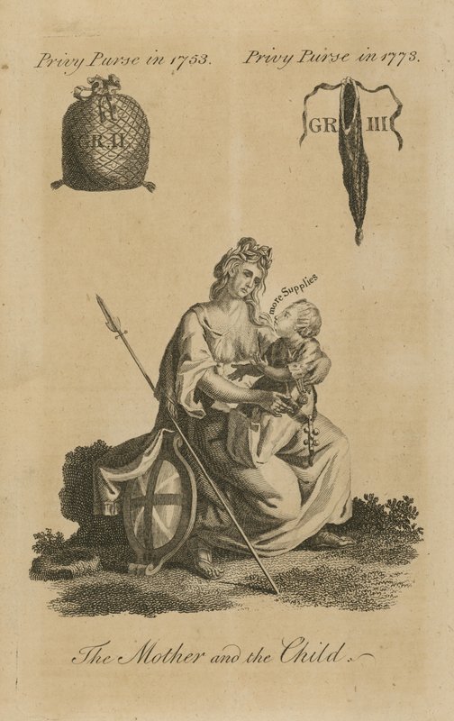 Tajna torebka z 1753 r. obok Tajnej torebki z 1773 r autorstwa English School