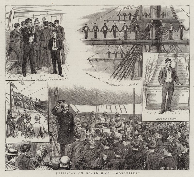 Dzień Nagrody na pokładzie HMS Worcester (grawerowanie) autorstwa English School
