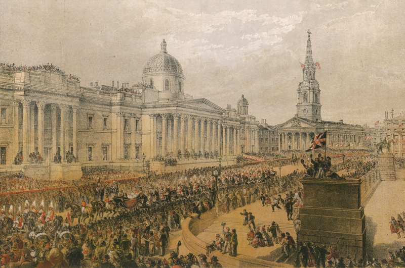 Procesja przechodząca przez północ od Trafalgar Square autorstwa English School