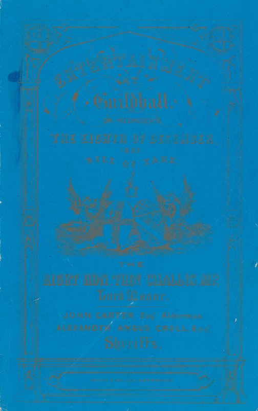 Program kolacji w Guildhall w Londynie, 8 grudnia 1852 r. autorstwa English School