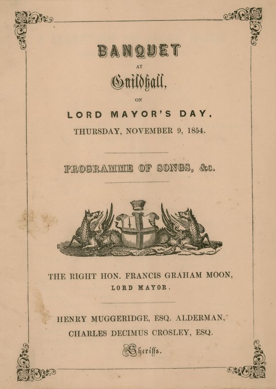 Program bankietu w Guildhall w Londynie, 9 listopada 1854 r. autorstwa English School