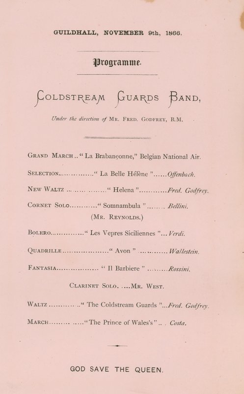 Program bankietu w Guildhall w Londynie, 9 listopada 1866 r. autorstwa English School
