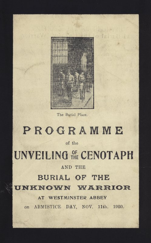 Program odsłonięcia grobowca i pochówku Nieznanego Wojownika, Westminster Abbey, Londyn, 11 listopada 1920 autorstwa English School
