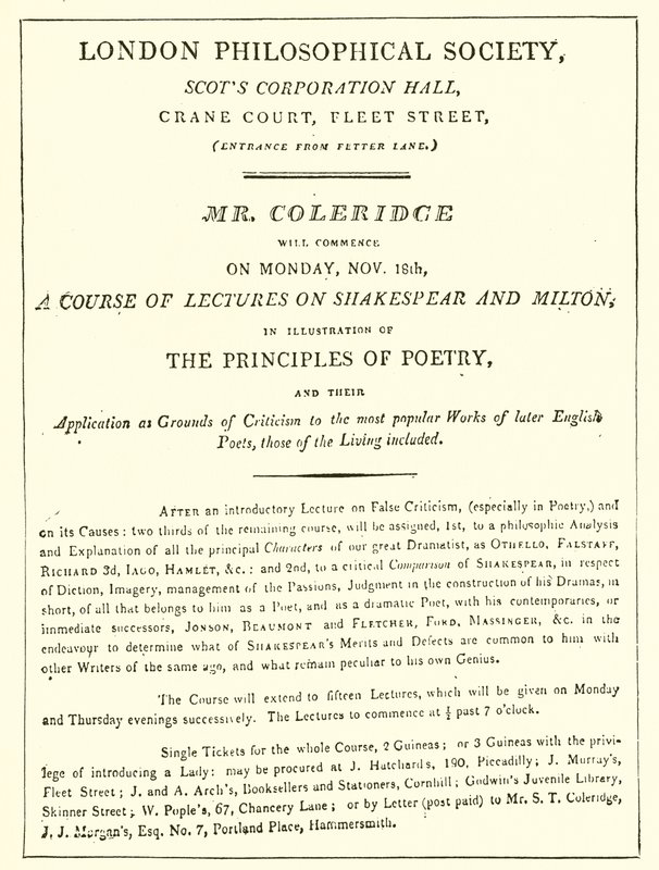 Program wykładów Coleridge