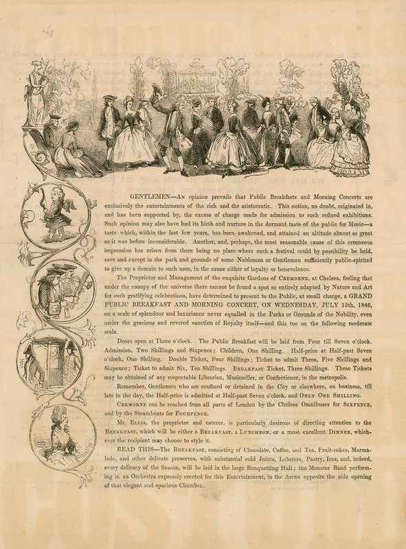 Ulotka promocyjna Wielkiego Publicznego Śniadania i Porannego Koncertu 15 lipca 1846 r. autorstwa English School