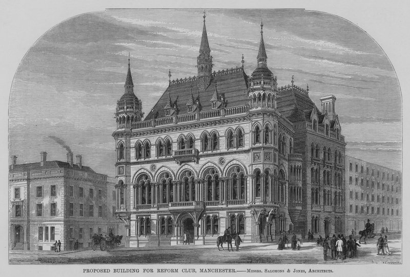 Proponowany budynek dla Reform Club, Manchester (grawerowanie) autorstwa English School