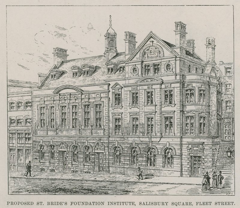 Proponowany Instytut St Brides Foundation, Salisbury Square, Fleet Street autorstwa English School