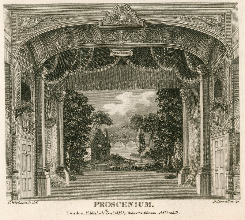 Proscenium Teatru Royalty, Well Street, Wellclose Square, Londyn autorstwa English School