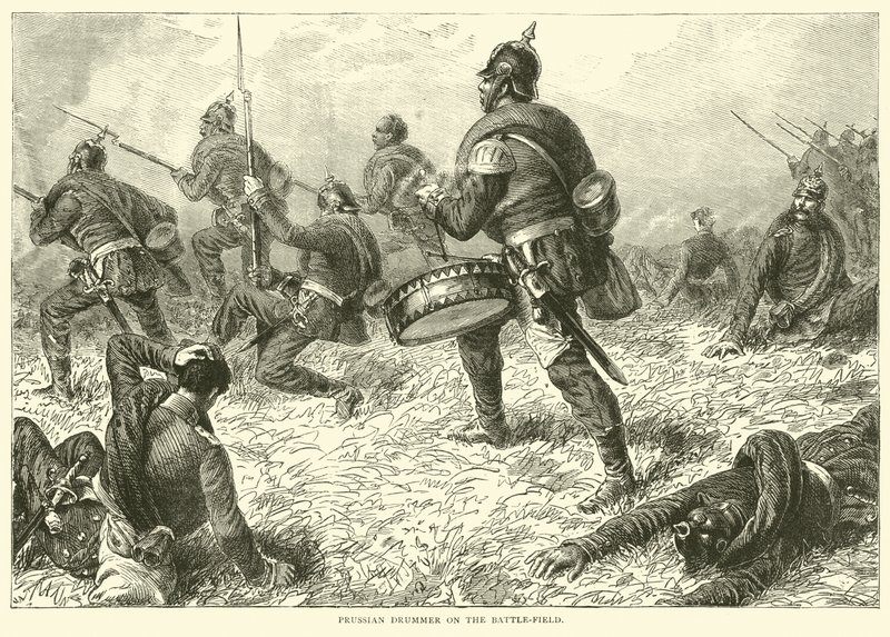 Pruski perkusista na polu bitwy, wrzesień 1870 autorstwa English School