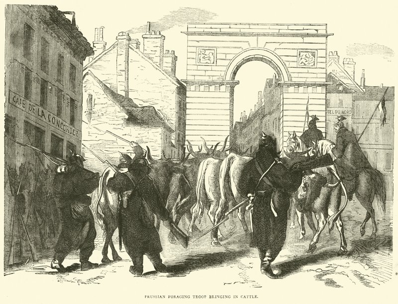 Pruski stado paszowe sprowadzające bydło, październik 1870 autorstwa English School