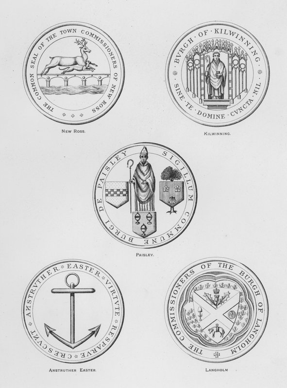Broń publiczna: New Ross; Kilwinting; Paisley; Anstruther Wielkanoc; Langholm (grawerowanie) autorstwa English School
