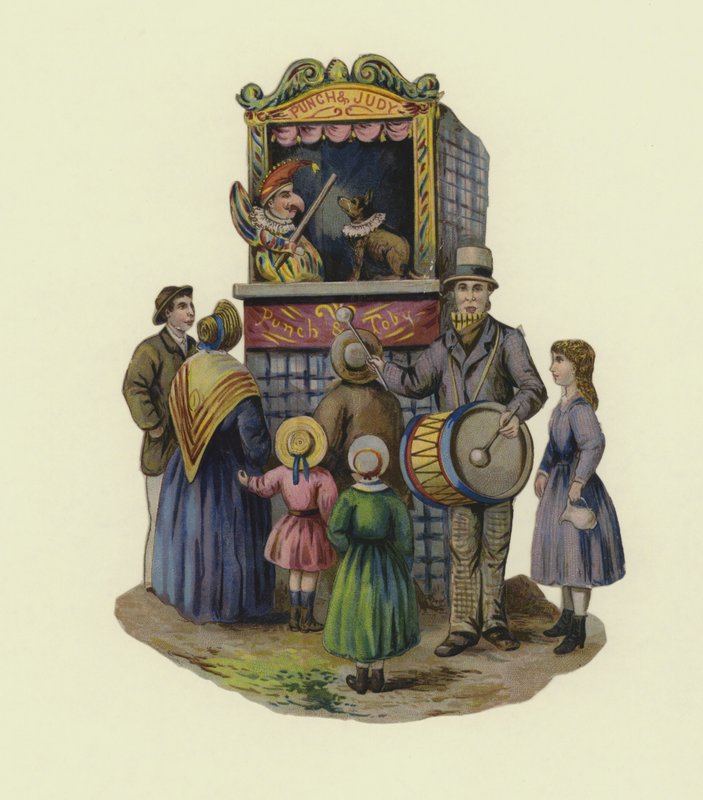 Pokaz Punch and Judy (chromolitho) autorstwa English School