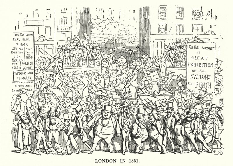 Karykatura dziurkacza: Londyn w 1851 r. (rycina) autorstwa English School