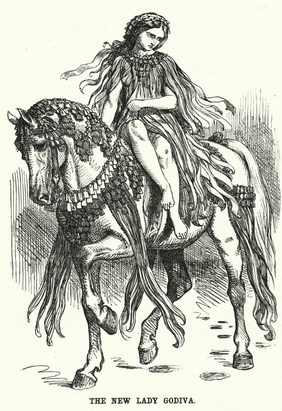 Punch cartoon: The New Lady Godiva (grawerowanie) autorstwa English School