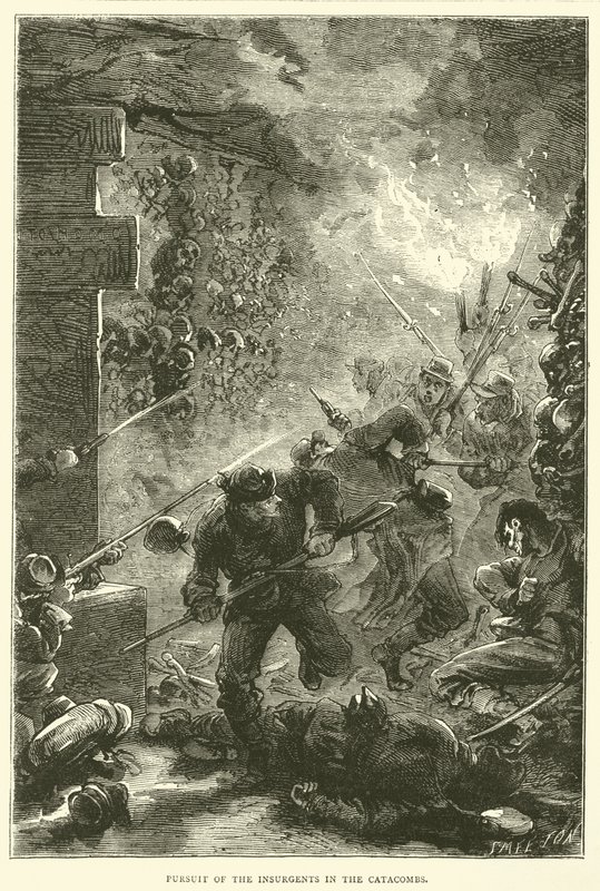 Pościg powstańców w katakumbach, maj 1871 autorstwa English School