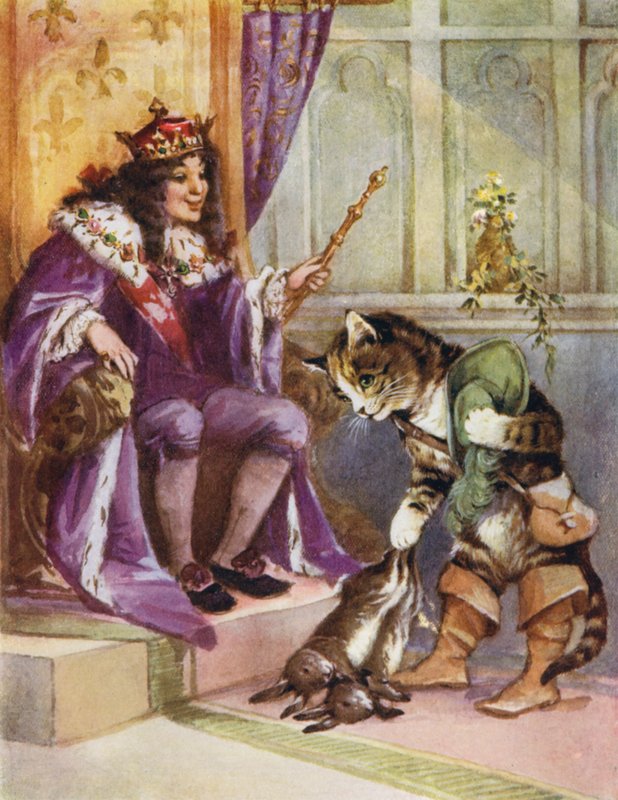 Puss In Boots (kolorowa litografia) autorstwa English School
