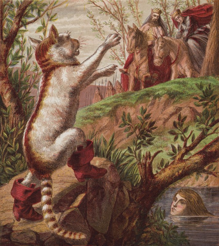 Puss In Boots (kolorowa litografia) autorstwa English School