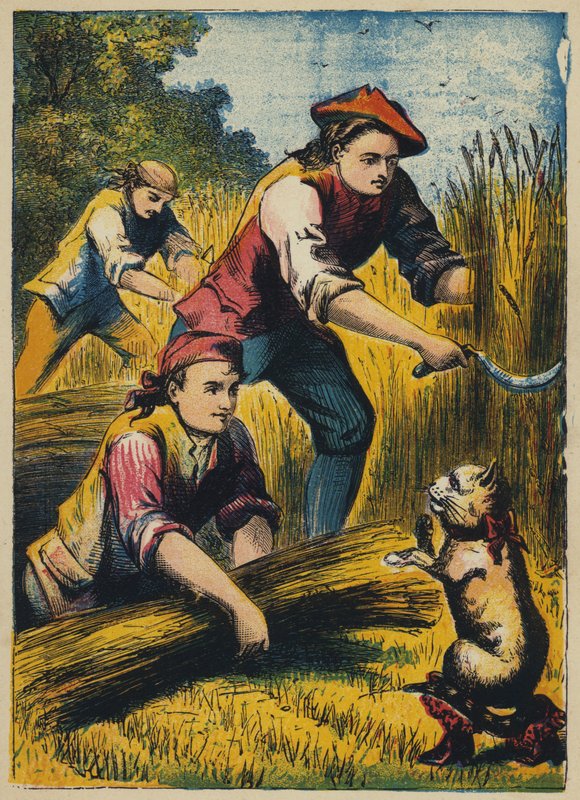 Puss Threatens the Reapers (kolorowa litografia) autorstwa English School