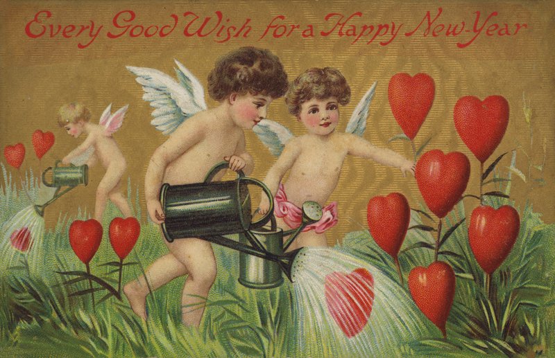 Serca do podlewania Putti (chromolitho) autorstwa English School