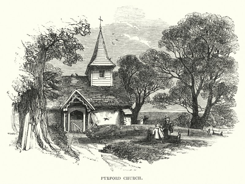Kościół Pyrford (rycina) autorstwa English School