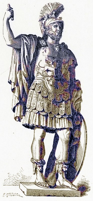 Pyrrus, ilustracja z Historii Rzymu autorstwa Victora Duruy, opublikowana w 1884 r. (obraz ulepszony cyfrowo) autorstwa English School
