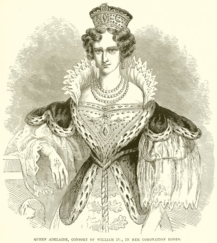 Królowa Adelajda, małżonka Wilhelma IV, w szatach koronacyjnych autorstwa English School